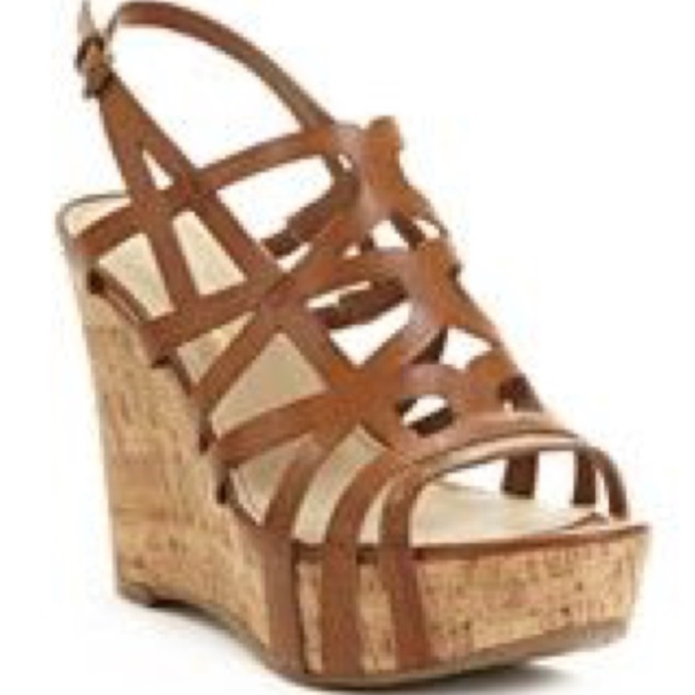 Marc Fisher 'Crank' Brown Wedge Sandals, Size 8.5M